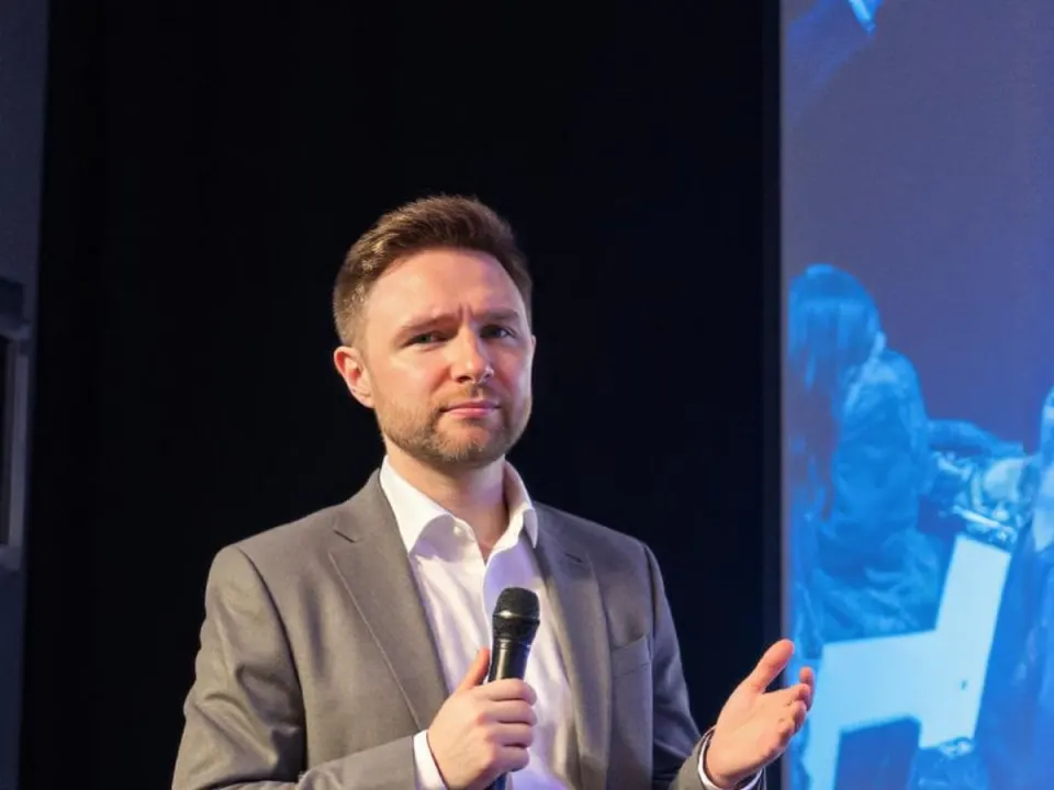 Nathan speaking on stage for The King’s Trust